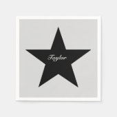 Gepersonaliseerde Zwarte Ster Print Papieren serve Servetten (Voorkant)