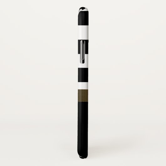 Gepersonaliseerde zwarte strepen Gold-monogram Case-Mate iPhone Case (Achterkant / rechts)