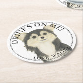 Gepersonaliseerde zwarte Tan Long Hazard Chihuahua Ronde Kartonnen Onderzetter (Gebogen)