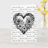 Gepersonaliseerde zwarte Tribal Hart Valentijnsdag Kaart (Gele Bloem)