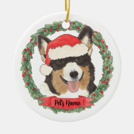 Gepersonaliseerde zwarte tribune Corgi Keramisch Ornament