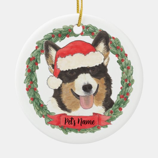 Gepersonaliseerde zwarte tribune Corgi Keramisch Ornament (Voorkant)