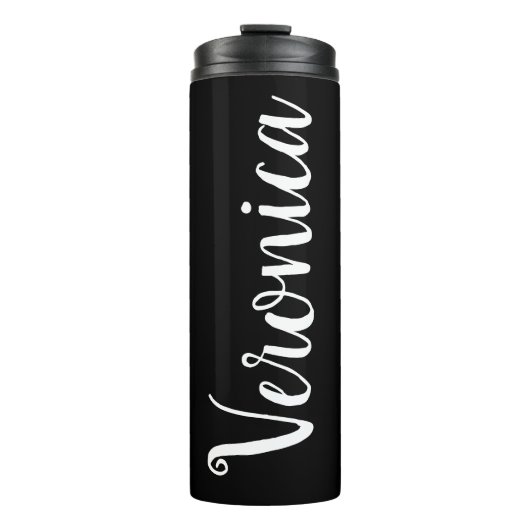 Gepersonaliseerde zwarte Tumbler Thermosbeker (Voorkant)
