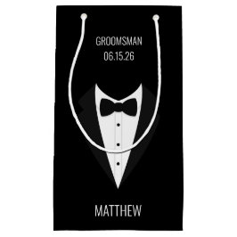 Gepersonaliseerde zwarte Tuxedo bruiloft Groomsmen Klein Cadeauzakje