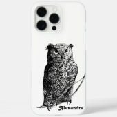 Gepersonaliseerde zwarte uil Case-Mate iPhone case (Achterkant)