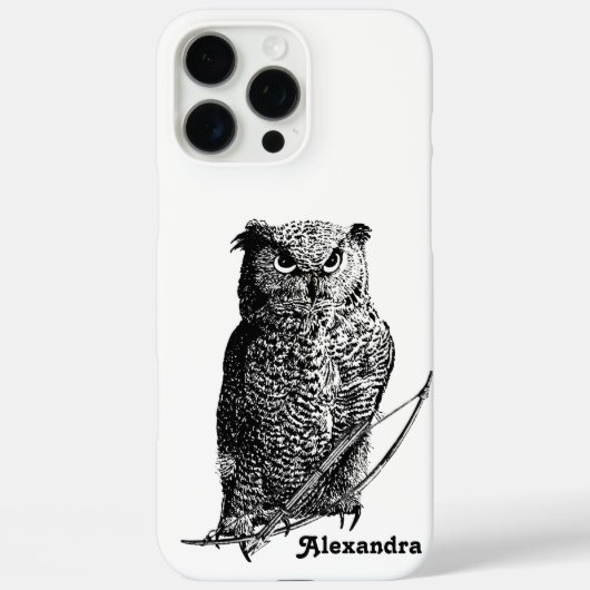 Gepersonaliseerde zwarte uil Case-Mate iPhone case (Achterkant)