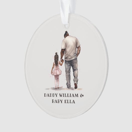 Gepersonaliseerde zwarte vader en dochter (3) ornament (voorkant)