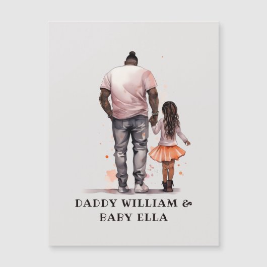 Gepersonaliseerde zwarte vader en dochter (4) (Voorkant)