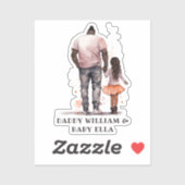 Gepersonaliseerde zwarte vader en dochter (4) sticker (Vel)