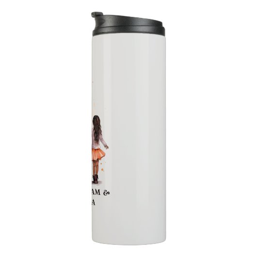 Gepersonaliseerde zwarte vader en dochter (4) thermosbeker (Geroteerd rechts)