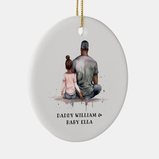 Gepersonaliseerde zwarte vader en dochter (5) keramisch ornament (Rechts)