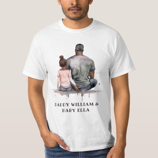 Gepersonaliseerde zwarte vader en dochter (5) t-shirt (Voorkant)