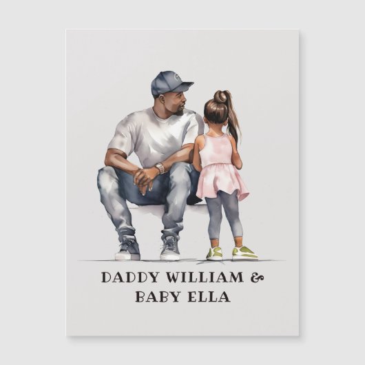 Gepersonaliseerde zwarte vader en dochter (6) (Voorkant)