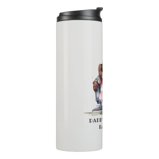 Gepersonaliseerde zwarte vader en dochter (7) thermosbeker (Gedraaid links)