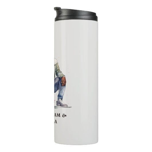 Gepersonaliseerde zwarte vader en dochter (7) thermosbeker (Geroteerd rechts)