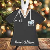 Gepersonaliseerde zwarte verpleegkundige scrubs ornament