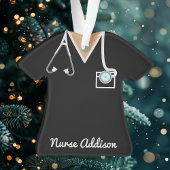 Gepersonaliseerde zwarte verpleegkundige scrubs ornament