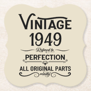 Gepersonaliseerde zwarte vintage 75e verjaardagsfe kartonnen onderzetters