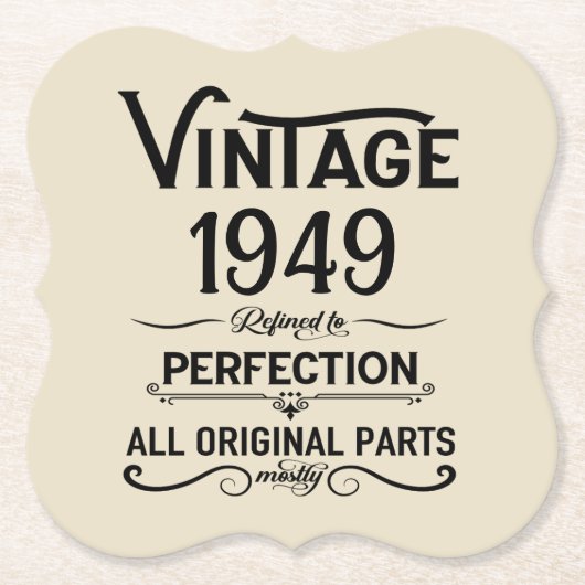 Gepersonaliseerde zwarte vintage 75e verjaardagsfe kartonnen onderzetters (Voorkant)