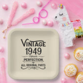 Gepersonaliseerde zwarte vintage 75e verjaardagsfe papieren bordje (Feest)