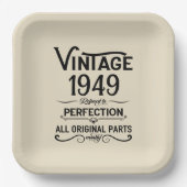 Gepersonaliseerde zwarte vintage 75e verjaardagsfe papieren bordje (Voorkant)