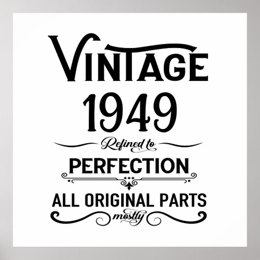 Gepersonaliseerde zwarte vintage 75e verjaardagsfe poster (Voorkant)