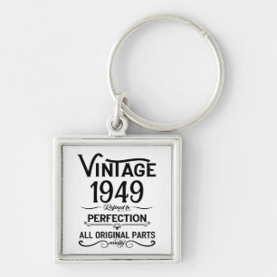 Gepersonaliseerde zwarte vintage 75e verjaardagsfe sleutelhanger