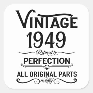 Gepersonaliseerde zwarte vintage 75e verjaardagsfe vierkante sticker
