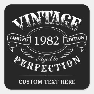 Gepersonaliseerde zwarte Vintage tot perfecte aanv Vierkante Sticker