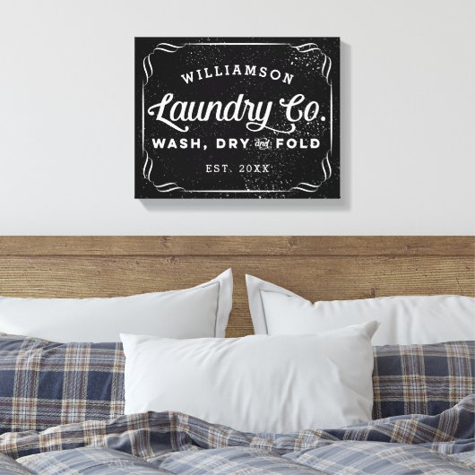 Gepersonaliseerde zwarte wasserij Co Wassen Droog  Canvas Afdruk (Insitu (Slaapkamer))