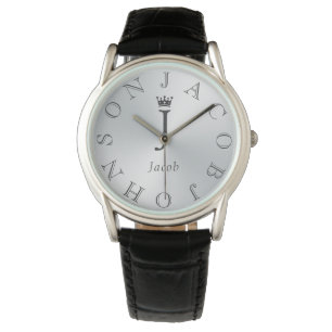 Gepersonaliseerde zwarte wijzerplaat Silver Gradi Horloge