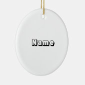 Gepersonaliseerde zwarte witte aangepaste kerstnaa keramisch ornament (Rechts)