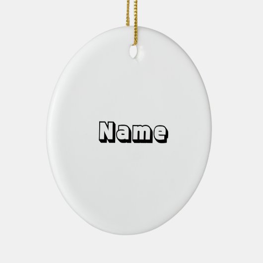 Gepersonaliseerde zwarte witte aangepaste kerstnaa keramisch ornament (Rechts)