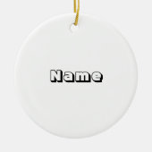 Gepersonaliseerde zwarte witte aangepaste kerstnaa keramisch ornament (Voorkant)