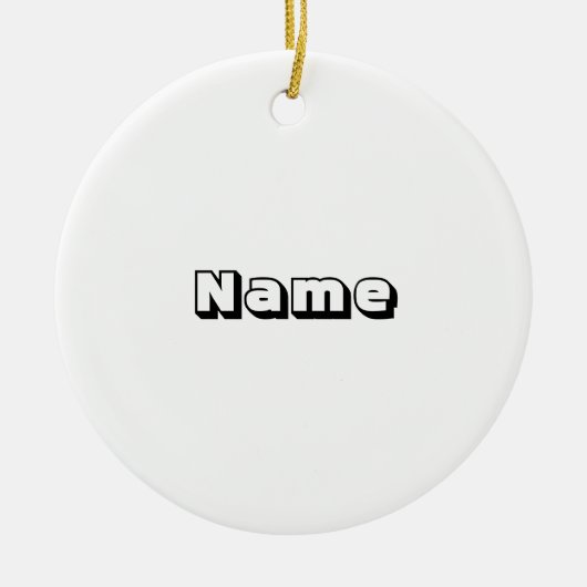 Gepersonaliseerde zwarte witte aangepaste kerstnaa keramisch ornament (Voorkant)