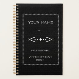 Gepersonaliseerde zwarte witte afspraak boekontwer planner