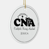 Gepersonaliseerde zwarte witte CNA zuster Kerstmis Keramisch Ornament (Rechts)