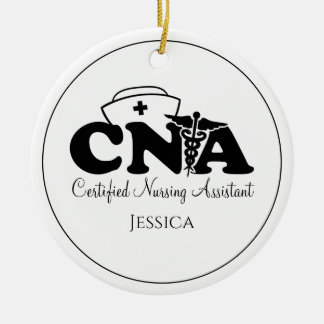 Gepersonaliseerde zwarte witte CNA zuster Kerstmis Keramisch Ornament