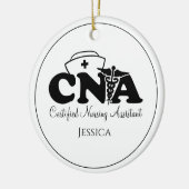 Gepersonaliseerde zwarte witte CNA zuster Kerstmis Keramisch Ornament (Links)