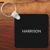 Gepersonaliseerde zwarte witte contactgegevens van sleutelhanger (Voorkant)