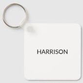 Gepersonaliseerde zwarte witte contactgegevens van sleutelhanger (Voorkant)