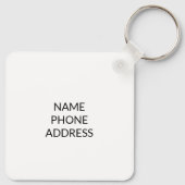 Gepersonaliseerde zwarte witte contactgegevens van sleutelhanger (Achterkant)