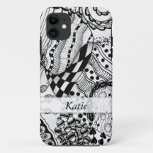 Gepersonaliseerde Zwarte & Witte Doodled,
