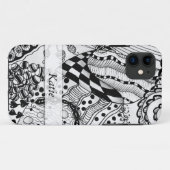 Gepersonaliseerde Zwarte & Witte Doodled, Case-Mate iPhone Case (Achterkant (horizontaal))