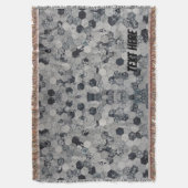 Gepersonaliseerde zwarte & witte hexagon gradiënt deken (Voorkant Verticaal)