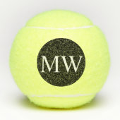 Gepersonaliseerde zwarte witte Initialen Tennisballen (Voorkant)