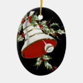 Gepersonaliseerde zwarte, witte kerstversiering keramisch ornament (Voorkant)