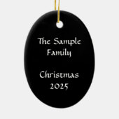 Gepersonaliseerde zwarte, witte kerstversiering keramisch ornament (Achterkant)