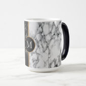 Gepersonaliseerde zwarte witte marmer Mok Gift (Voorkant rechts)