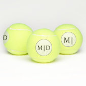 Gepersonaliseerde zwarte witte monogram Initialen  Tennisballen (Multi)